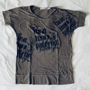 Uniqlo Tweety Top in Taupe Brown XS
